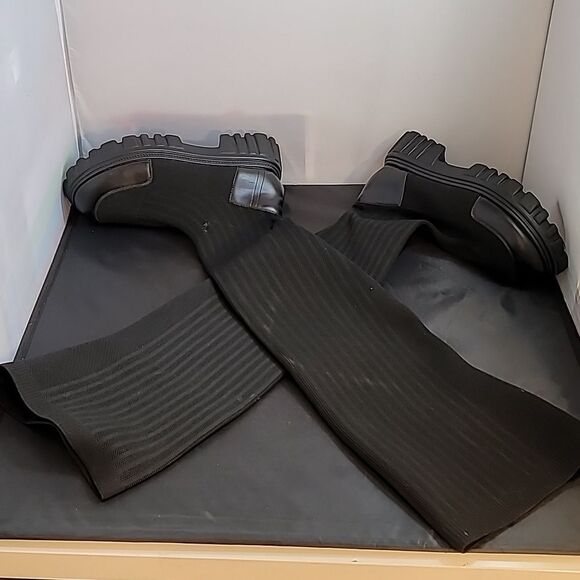 CUCCOO MINIMALIST KNIT DETAIL OVER KNEE BOOTS - Picture 5 of 16